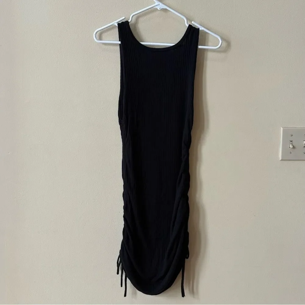 Reformation Black Ruche Knitted Mini Dress